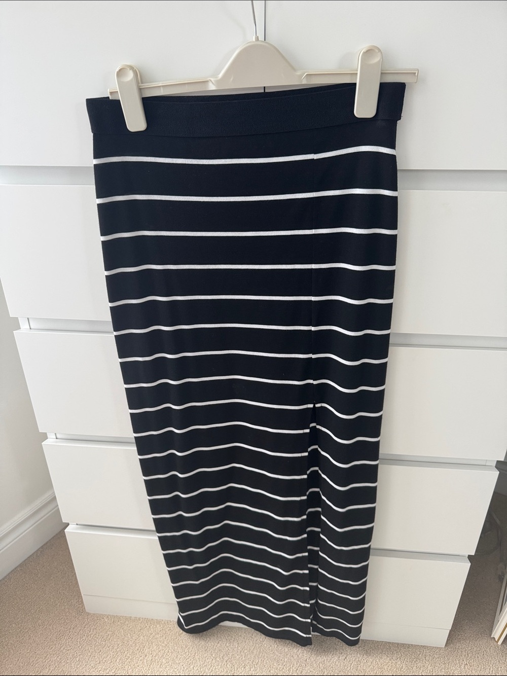 Dynamite Black & White Horizontal Stripe Maxi Skirt